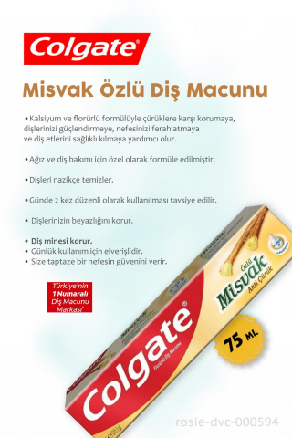 7 Adet Colgate Misvak Özlü Diş Macunu 75 ml, Diş Macunu Aparatı ve ROSIE