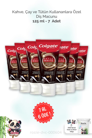 7 AL 6 ÖDE Colgate Kahve, Çay ve Tütün Kullananlar İçin Diş Macunu 125 ml ve ROSIE