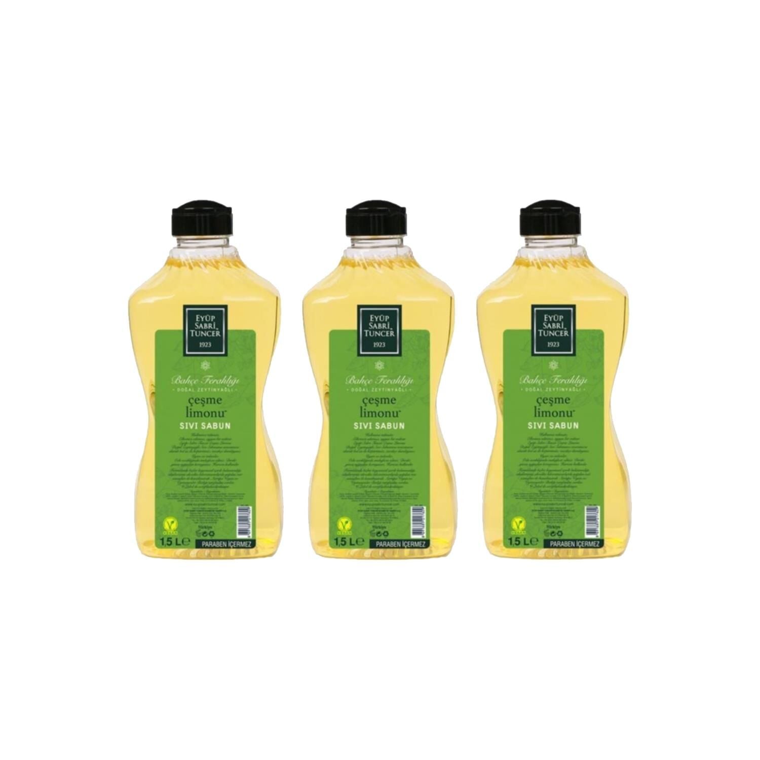 Eyüp Sabri Tuncer Doğal Zeytinyağlı Sıvı Sabun Çeşme Limonu Sıvı Sabun 1500 ml x 3