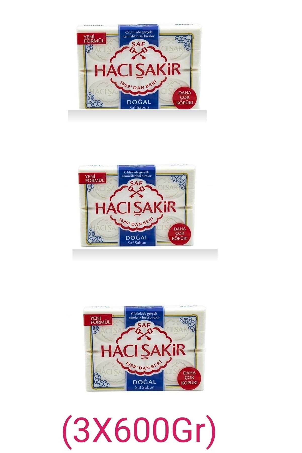 Hacı Şakir Doğal Saf Geleneksel Beyaz Sabun 3 Adet