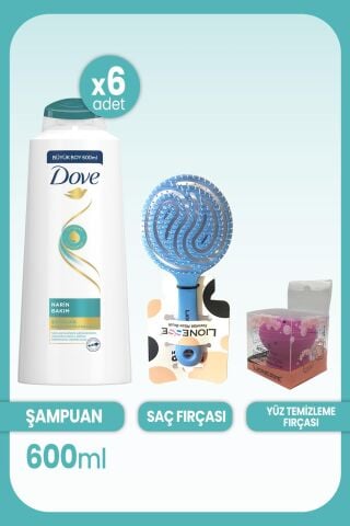 Dove Narin Bakım Şampuan 600 ML x 6 Adet & Saç ve Yüz Fırçası