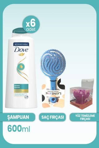 Dove Narin Bakım Şampuan 600 ML x 6 Adet & Saç ve Yüz Fırçası