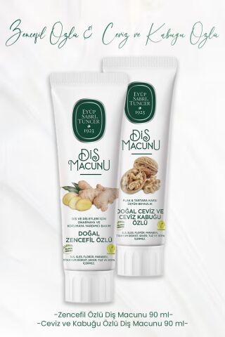 Eyüp Sabri Tuncer Diş Macunu Zencefil Özlü 90 ml ve Ceviz ve Kabuğu Özlü 90 ml