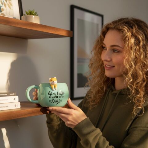 Köpek Figürlü 3D Seramik Kupa 350 ml