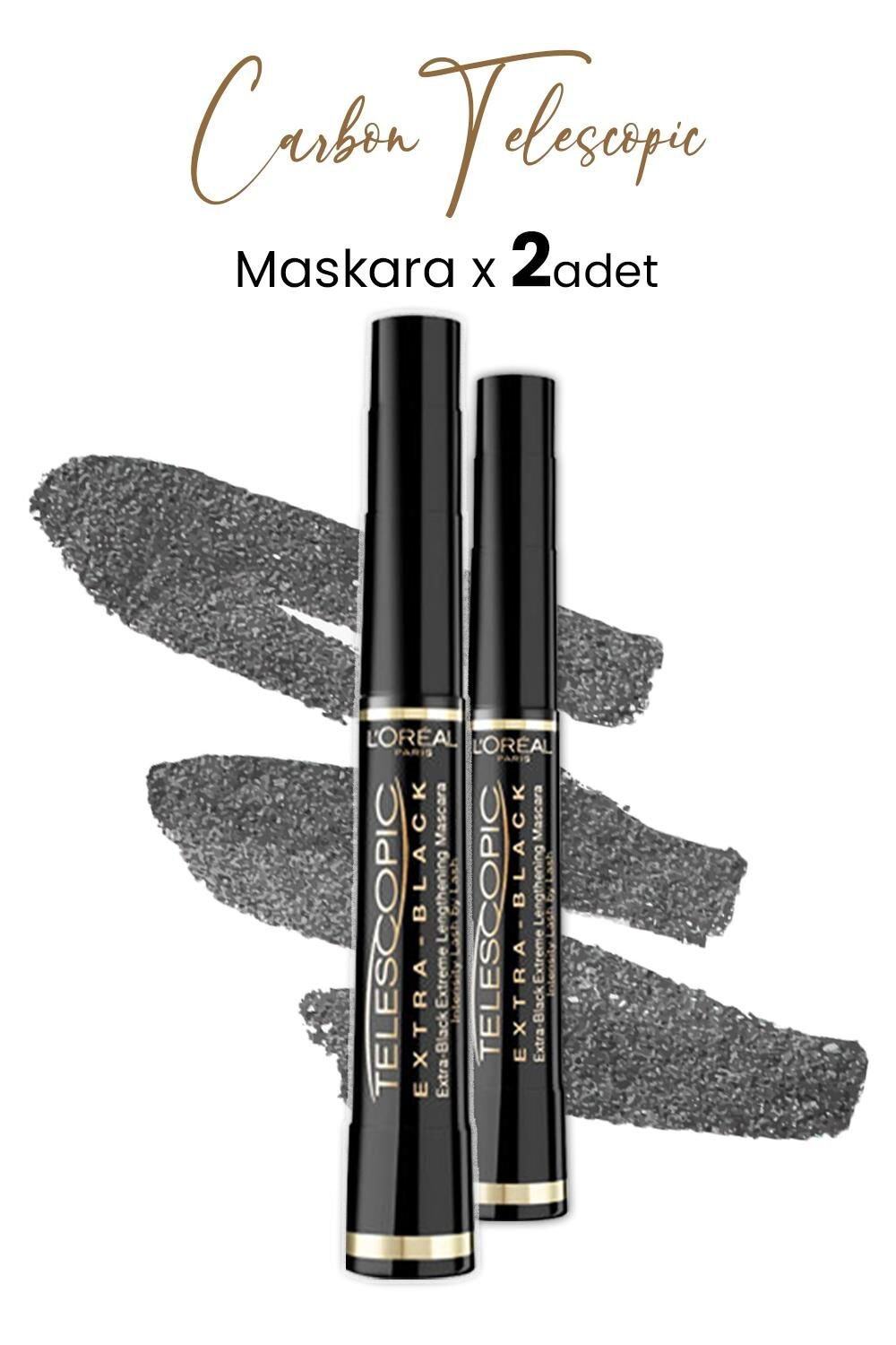 Loreal Paris Telescopic Carbon Black Maskara Siyah x 2 Adet