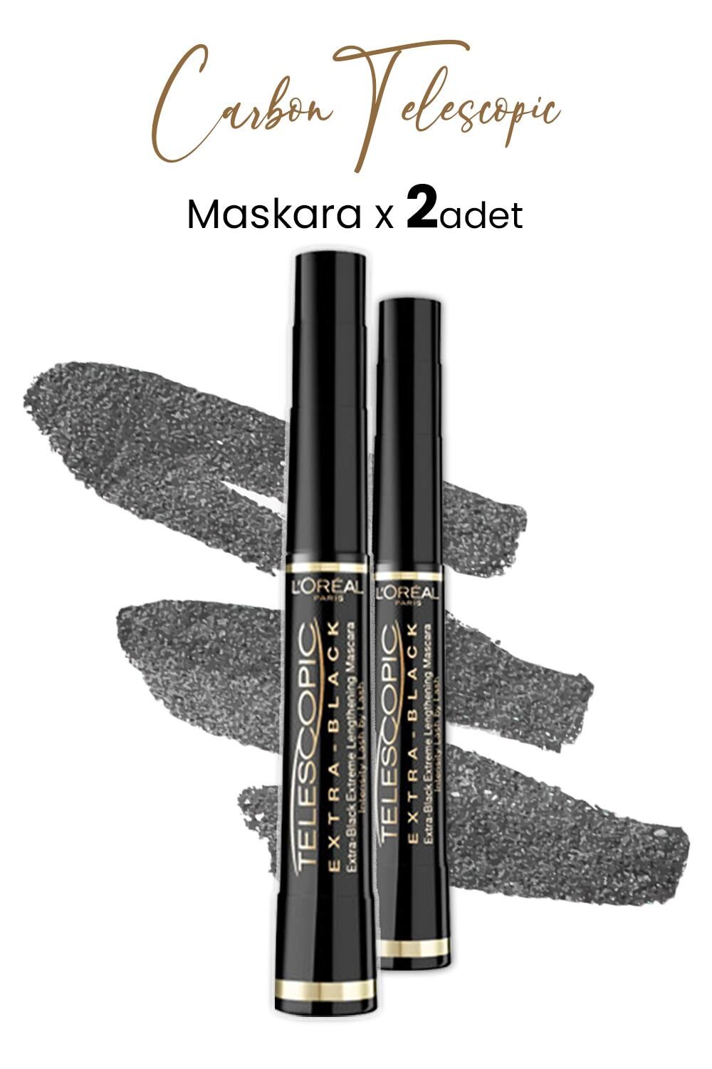 Loreal Paris Telescopic Carbon Black Maskara Siyah x 2 Adet