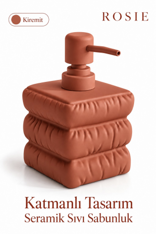 ROSIE Kiremit Katmanlı Kare Seramik Sıvı Sabunluk 500 ml