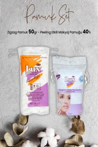 Lux Peeling Etkili Makyaj Pamuğu 40' lı ve Zigzag Pamuk 50 gr