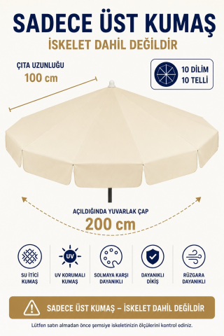 Plaj Şemsiyesi Uyumlu 200/10 Krem Polyester Kumaş