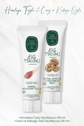 Eyüp Sabri Tuncer Diş Macunu Himalaya Tuzlu 90 ml ve Ceviz ve Kabuğu Özlü 90 ml