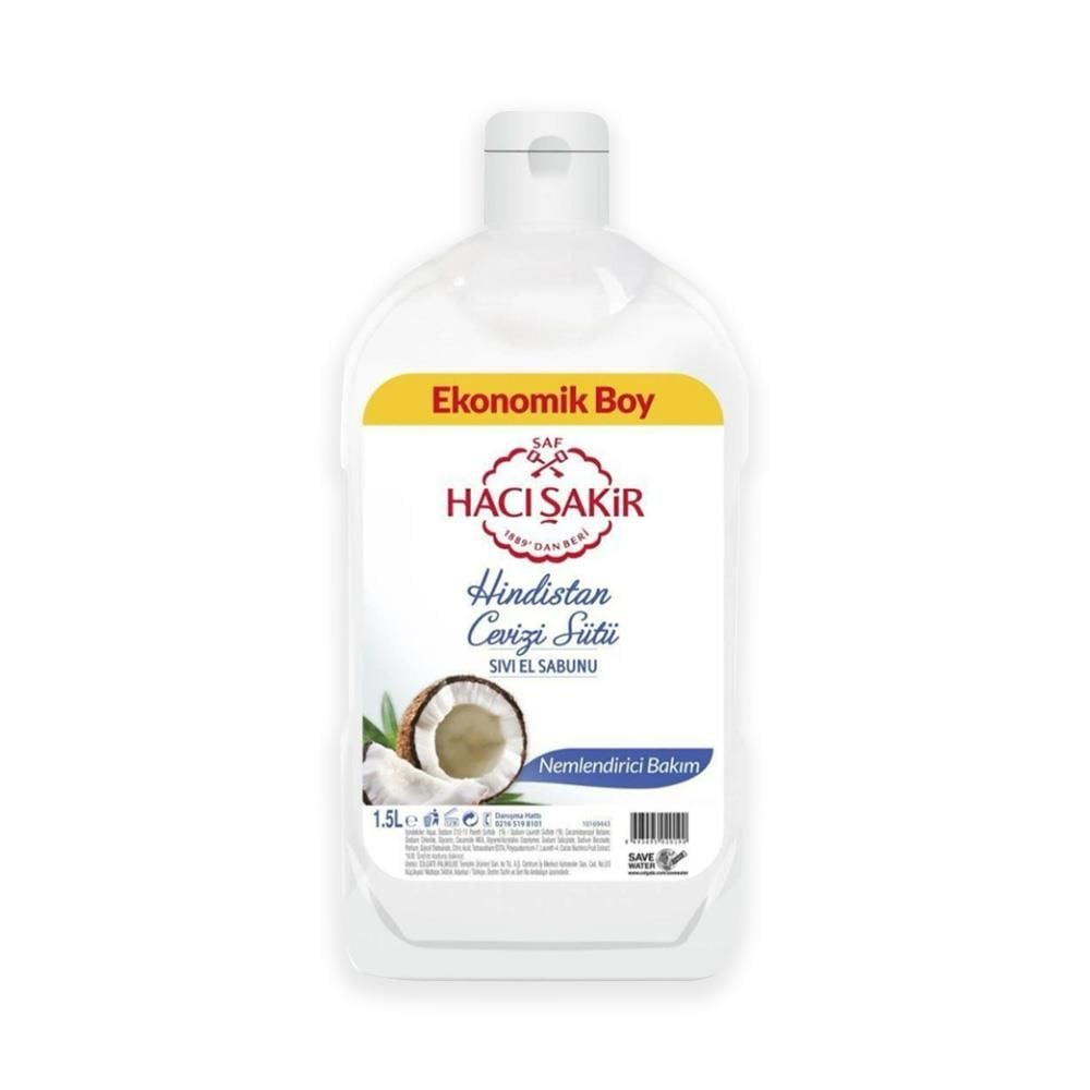 Hacı Şakir Hindistan Cevizi Nemlendirci Sıvı El Sabunu 1500 ml