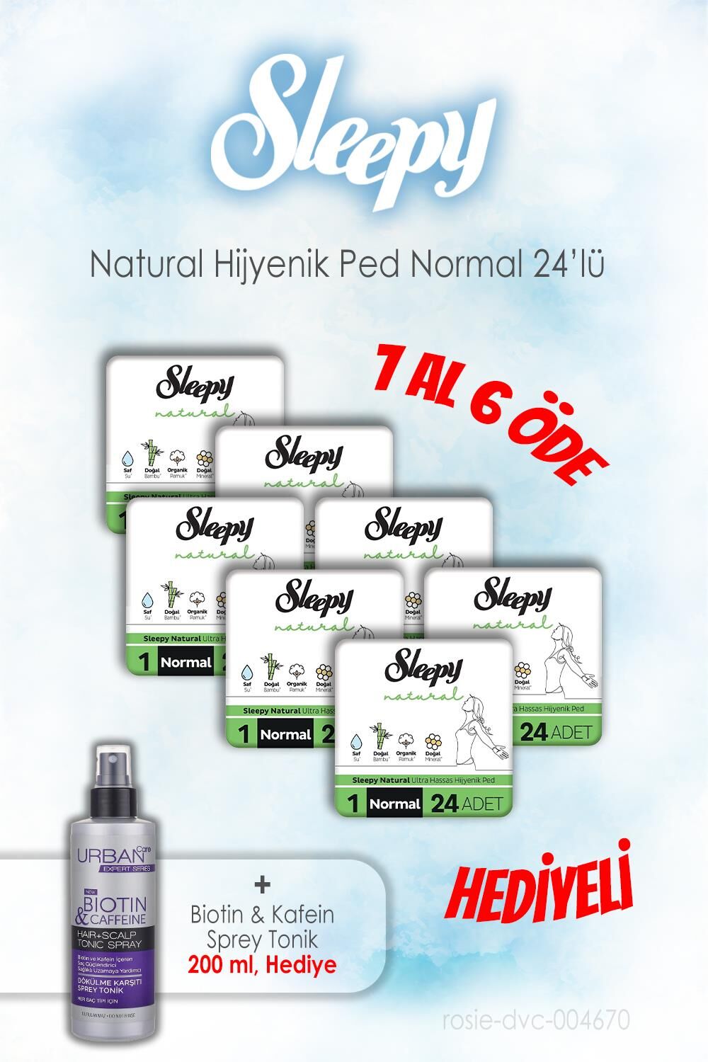 Sleepy 24'lü Natural Hijyenik Normal 7 AL 6 ÖDE ve 200 ML Tonik Hediye