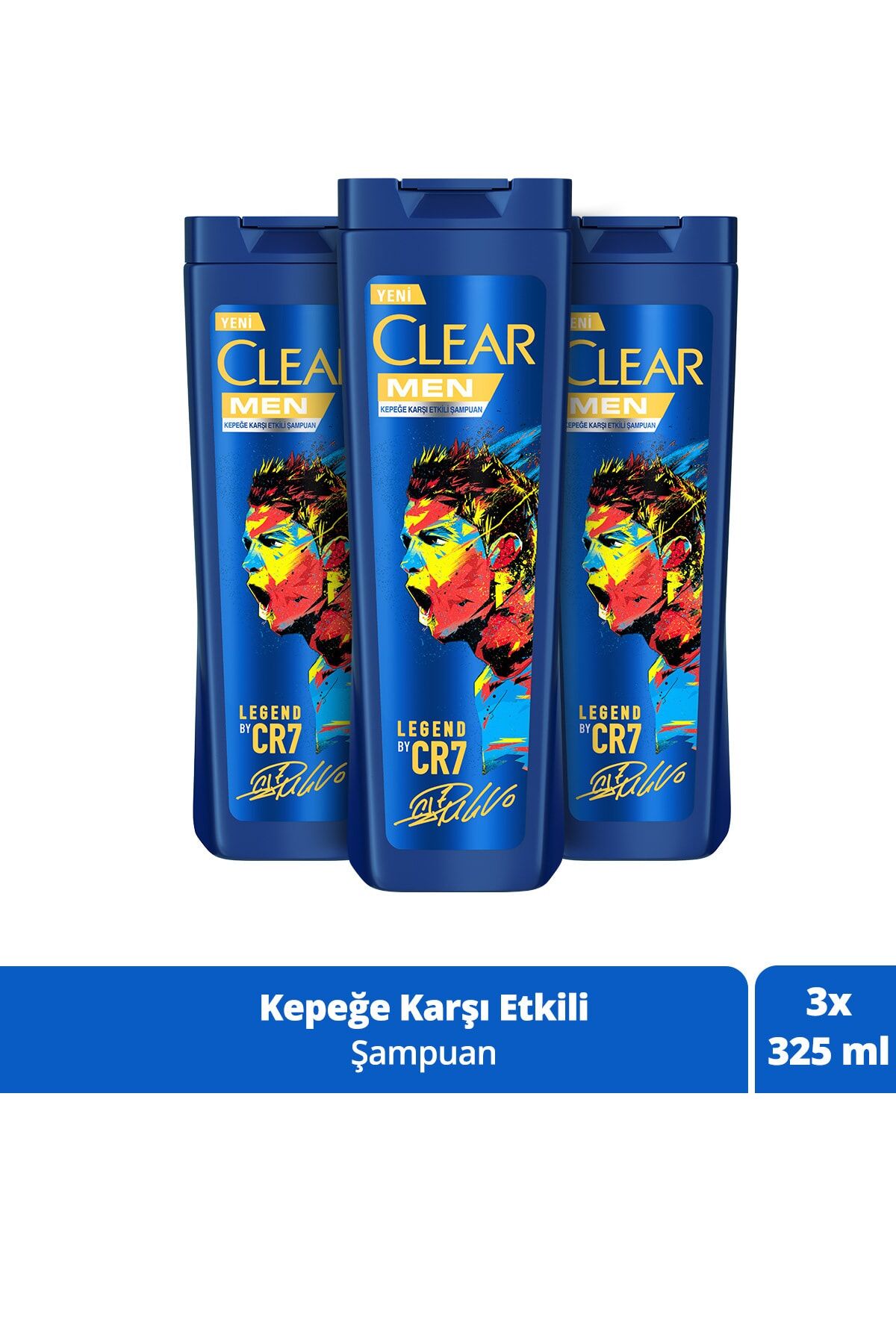 Clear Men Kepeğe Karşı Etkili Şampuan Legend By Cr7 Cristiano Ronaldo 325 ml x 3