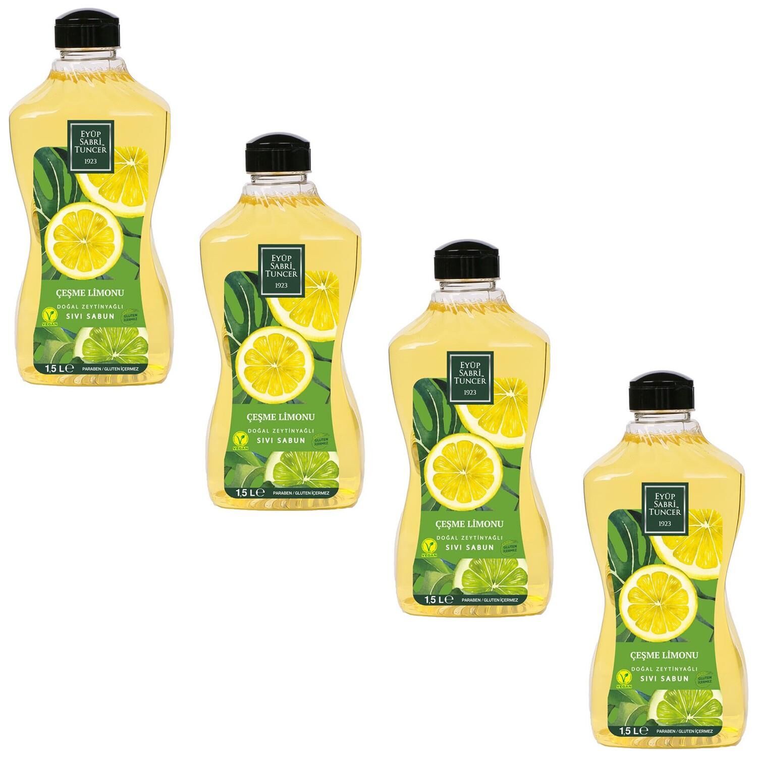 Eyüp Sabri Tuncer Doğal Zeytinyağlı Sıvı Sabun Çeşme Limonu Sıvı Sabun 1500 ml x 4