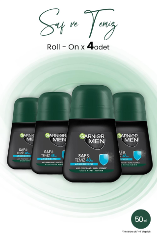 Garnier Men 48H Saf ve Temiz Roll-On 50 ml x 4 Adet