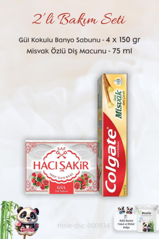 Colgate Misvak Özlü Diş Macunu 75 ml, H. Şakir Gül Kokulu Banyo Sabunu 4 x 150 gr ve ROSIE