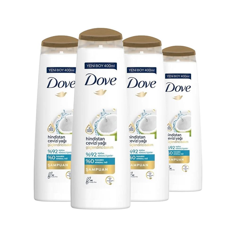 Dove Saç Bakım Şampuanı Hindistan Cevizi Yağı Güçlendirici Bakım x 4