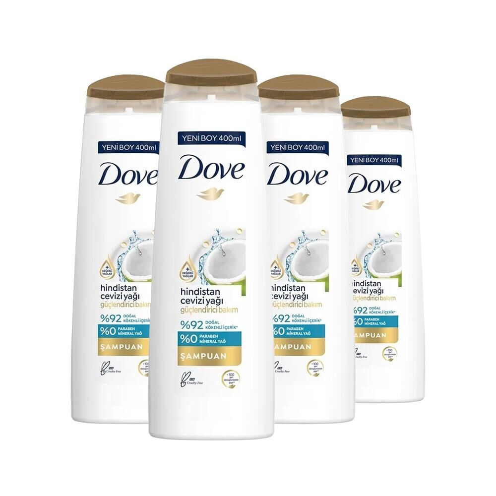 Dove Saç Bakım Şampuanı Hindistan Cevizi Yağı Güçlendirici Bakım x 4