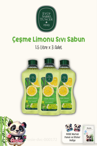 Eyüp Sabri Tuncer 3 Adet Sıvı Sabun Çeşme Limonu Sıvı Sabun 1.5 lt ve ROSIE