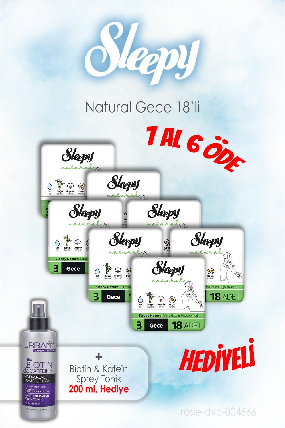 Sleepy 18'li Natural Gece 7 AL 6 ÖDE ve 200 ML Tonik Hediye