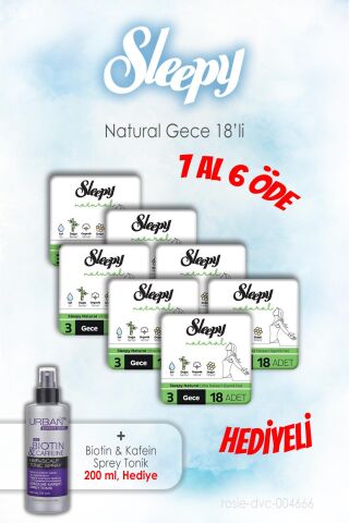 Sleepy 18'li Natural Gece 7 AL 6 ÖDE ve 200 ML Tonik Hediye