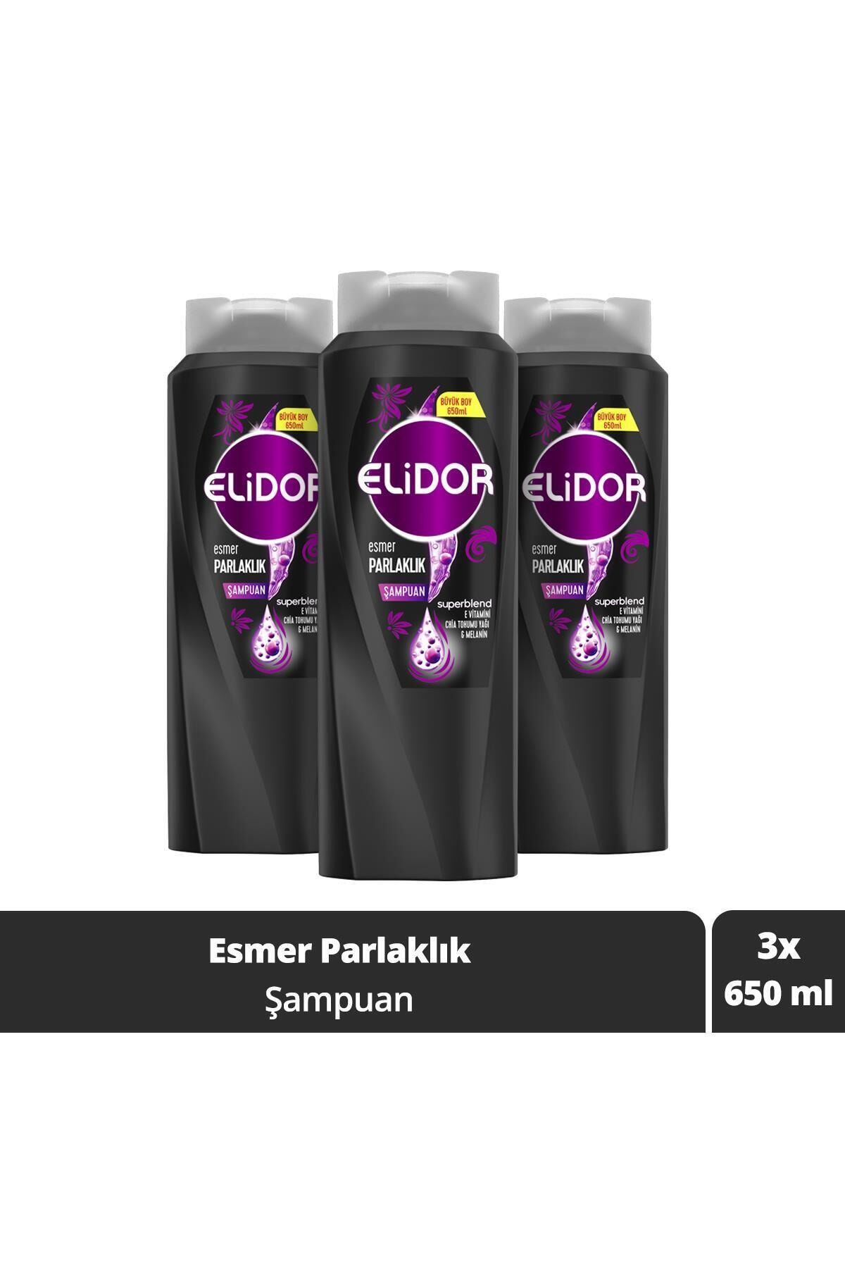 Elidor Saç Bakım Şampuanı Esmer Parlaklık 650 ML x 3