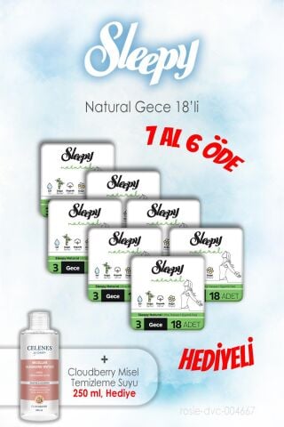 7 AL 6 ÖDE Sleepy Natural 18'li Gece ve 250 ML Temizleme Suyu