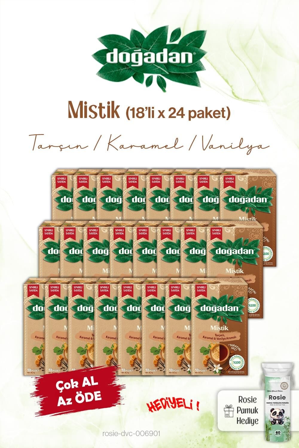 Doğadan 24 Paket Mistik Poşet Çay 18'li ve Rosie
