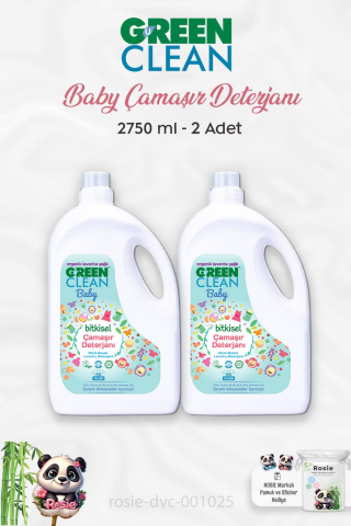 2 Adet Green Clean Baby Bitkisel Çamaşır Deterjanı 2750 ml ve ROSIE