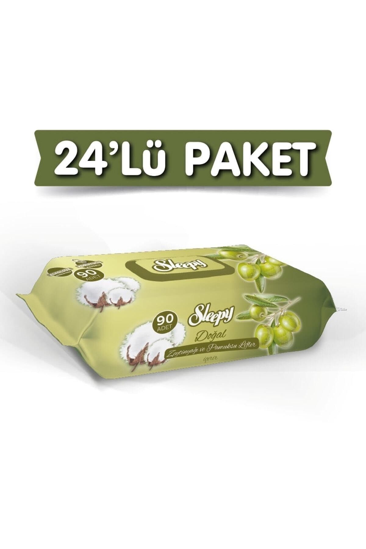 Sleepy Zeytinyağlı 90 Yaprak 24'lü Paket Islak Mendil