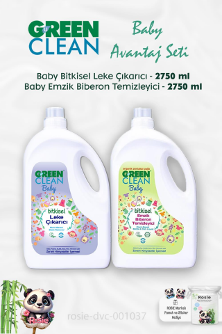 Green Clean Baby Bitkisel Emzik Temizleyici 2.75 kg, Baby Leke Çıkarıcı 2.75 kg ve ROSIE