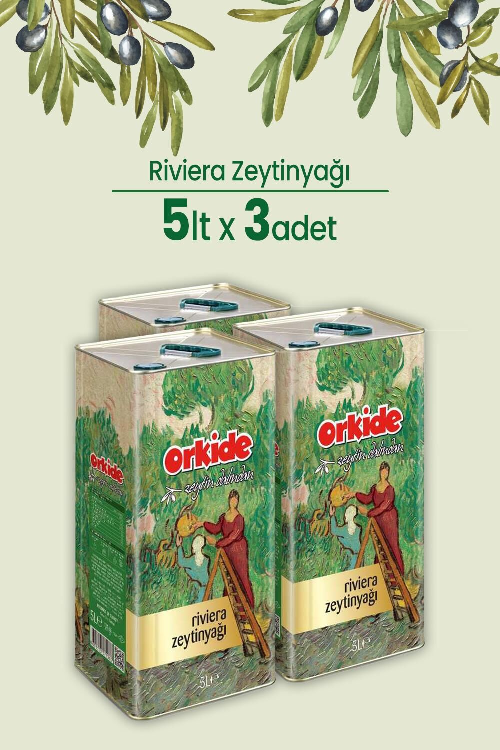 Orkide Riviera Zeytinyağı Teneke 5 lt x 3 Adet