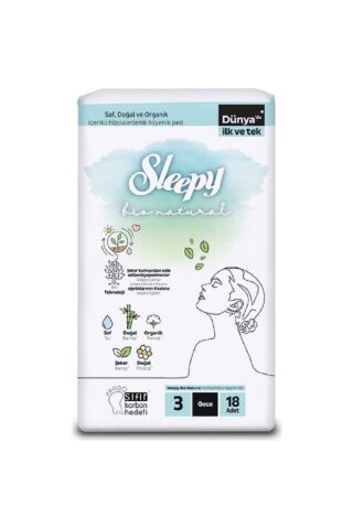 Sleepy Bio Natural Premium Plus Hijyenik Ped Gece 18 Adet x 3 Adet