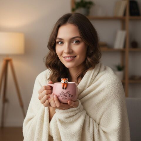 Tilki Figürlü 3D Seramik Kupa 350 ml