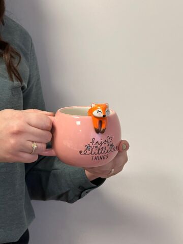 Tilki Figürlü 3D Seramik Kupa 350 ml