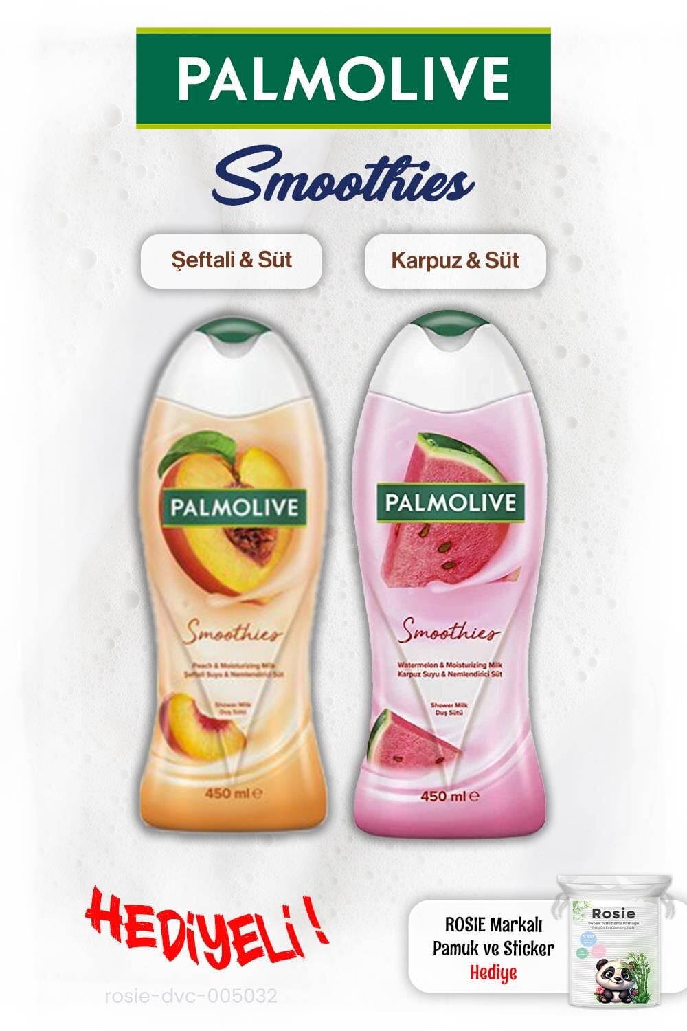 Palmolive Smoothies 2'li 450 ml Duş Jeli, Rosıe Pamuk Hediye