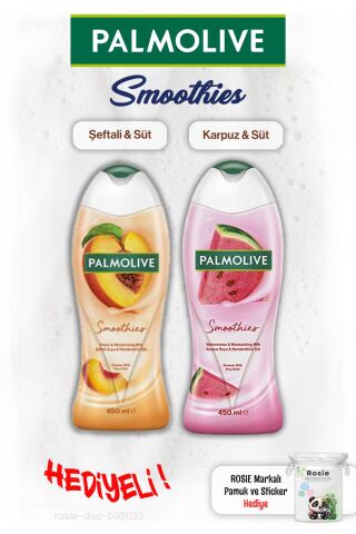 Palmolive Smoothies 2'li 450 ml Duş Jeli, Rosıe Pamuk Hediye