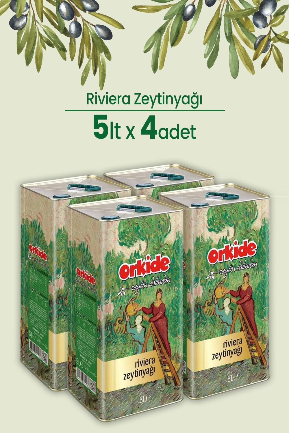 Orkide Riviera Zeytinyağı Teneke 5 lt x 4 Adet