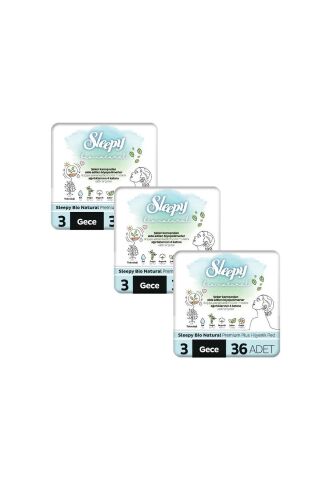 Sleepy Bio Natural Premium Plus Hijyenik Ped Mega Fırsat Paketi Gece 108 Adet