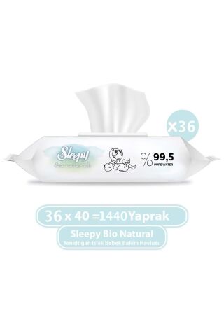 Sleepy Bio Natural Yenidoğan Islak Bebek Bakım Havlusu 36x40 (1440 Yaprak)