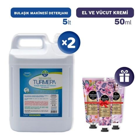 Turmepa Bulaşık Makinesi Deterjanı 5 lt x 2, El Kremleri Hediye