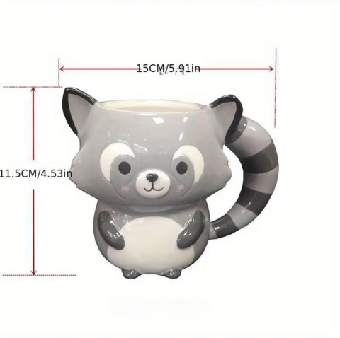 3D Rakun Seramik Kahve Fincanı