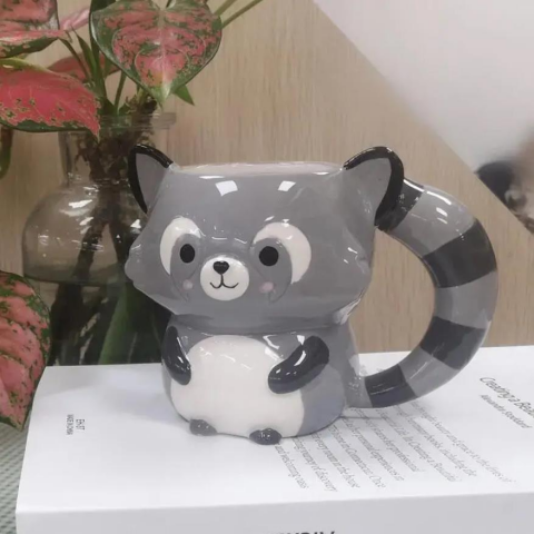 3D Rakun Seramik Kahve Fincanı