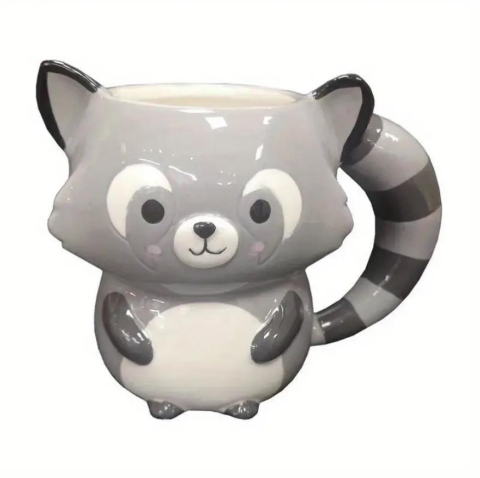 3D Rakun Seramik Kahve Fincanı