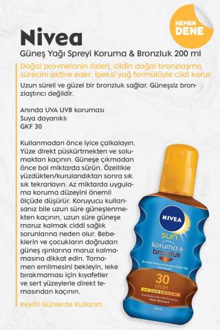 Nivea Sun Koruma & Nem 30 Faktör Güneş Spreyi 200 ml