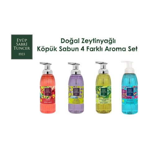 Eyüp Sabri Tuncer Köpük Sabun Alaçatı Lavantası, Amber, Ayvalık Zeytin Çiçeği ve Okyanus 4 Adet 500 ML