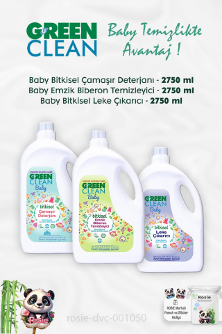 Green Clean Baby Emzik Biberon Temizleyici 2.75 kg , Leke Çıkarıcı 2.75 kg , Çamaşır Deterjanı 2.75 kg ve ROSIE