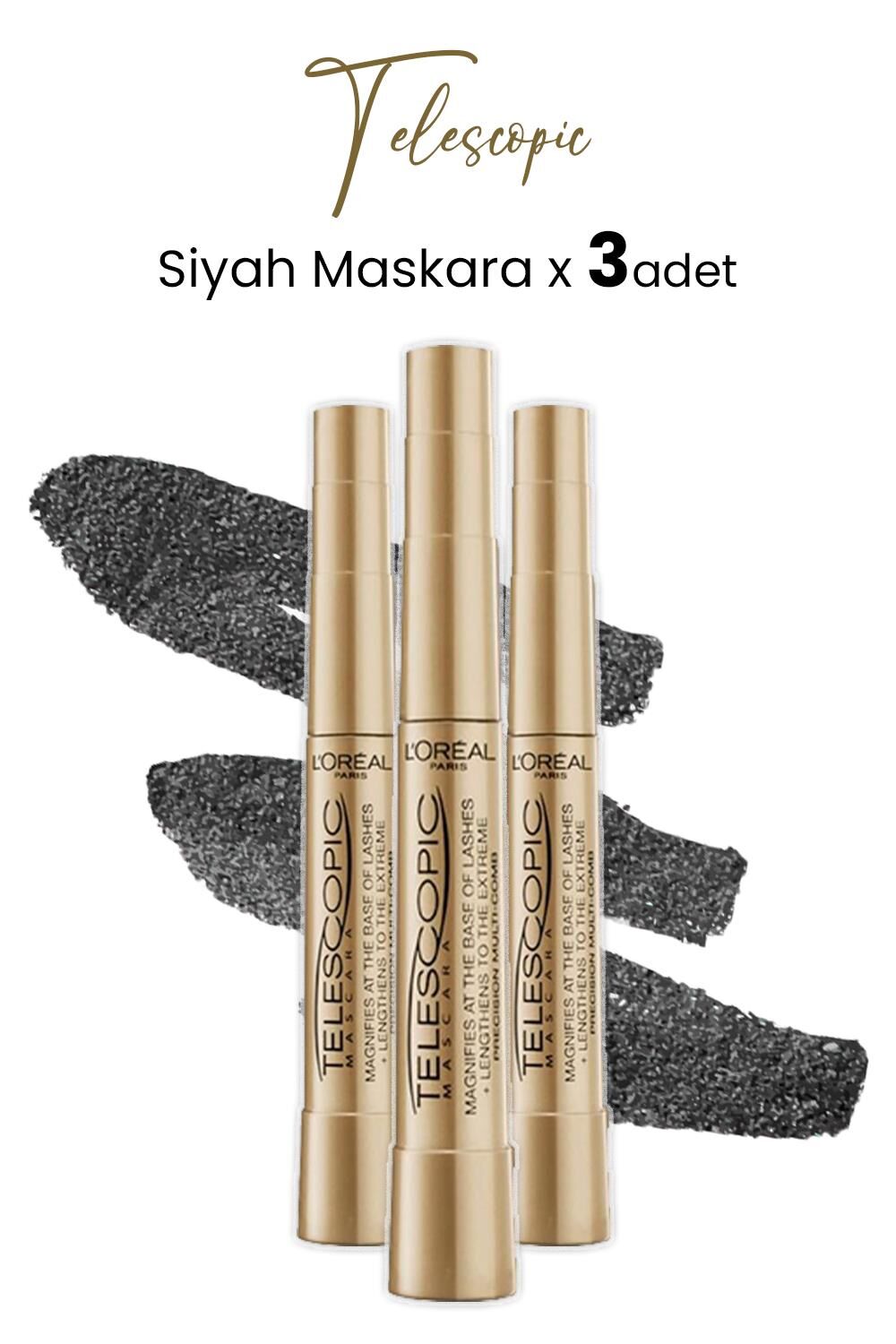 Loreal Paris Telescopic Maskara Siyah x 3 Adet