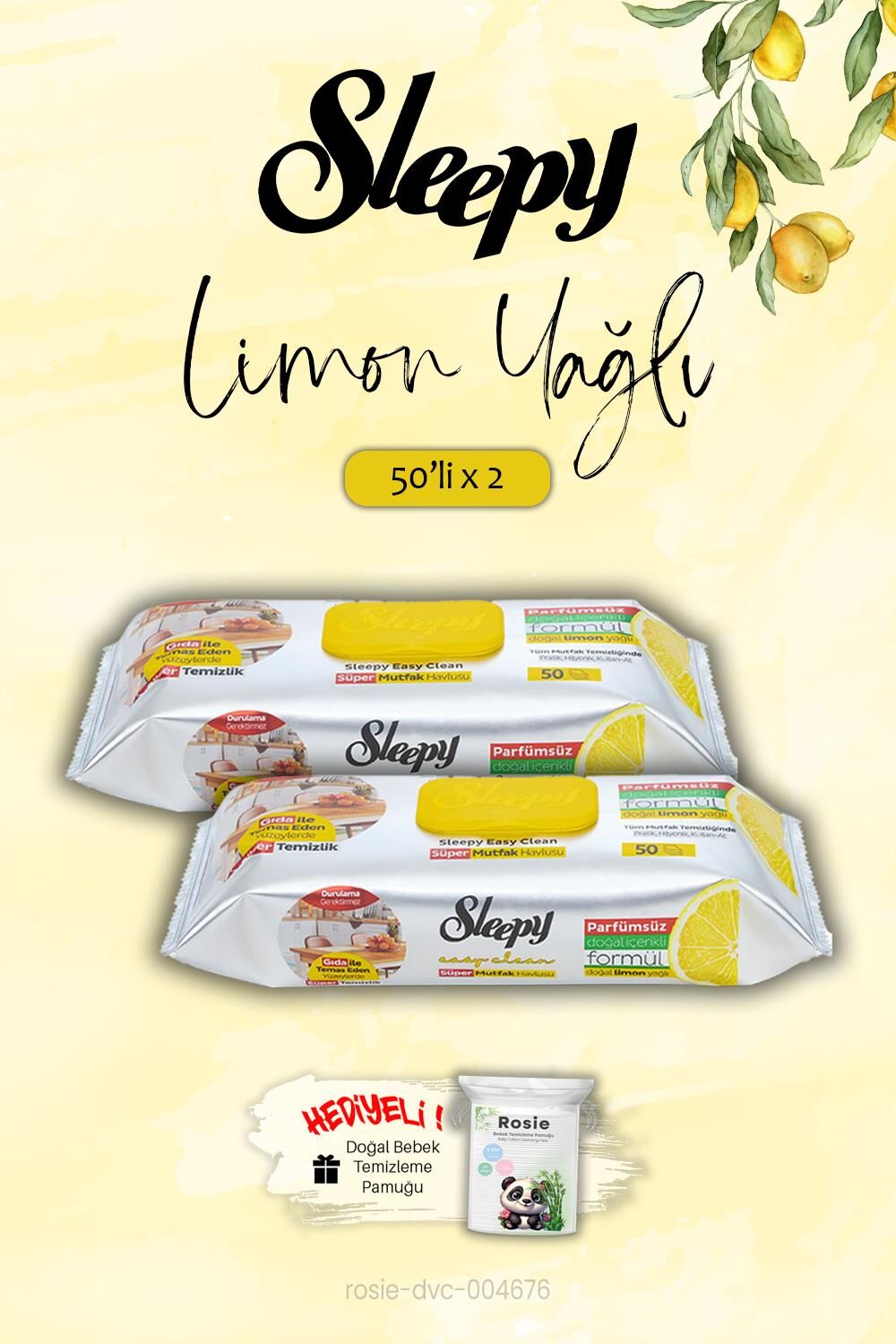 Mutfak Havlusu Limon Yağlı 2'li 50 Yaprak, ROSIE Hediye