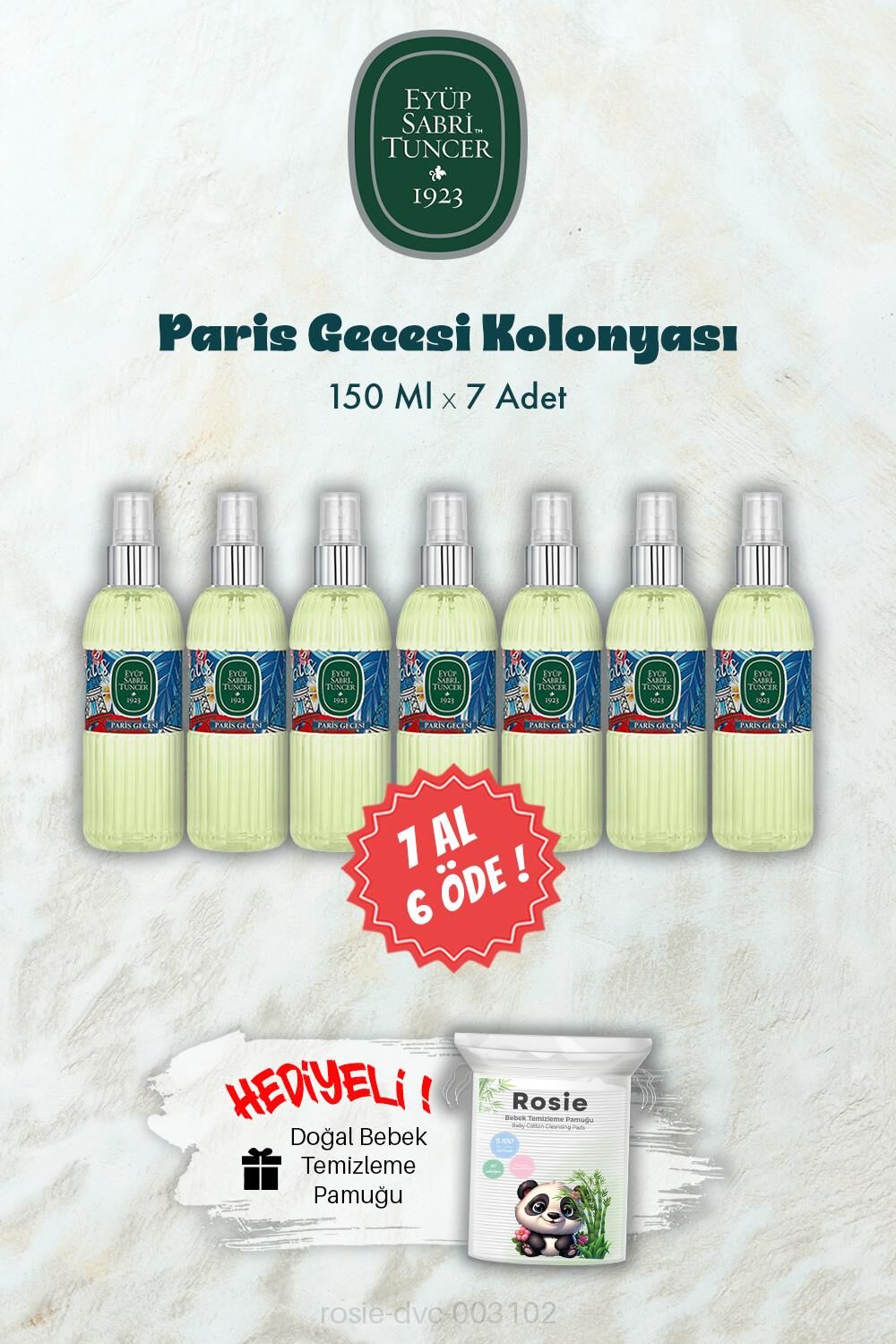 Paris Gecesi Kolonyası 150 ML 7 AL 6 ÖDE ve ROSIE Hediye